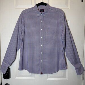 UNTUCKit Men’s Medium Blue & Red Plaid Relaxed Fit Long Sleeve Button Down Shirt